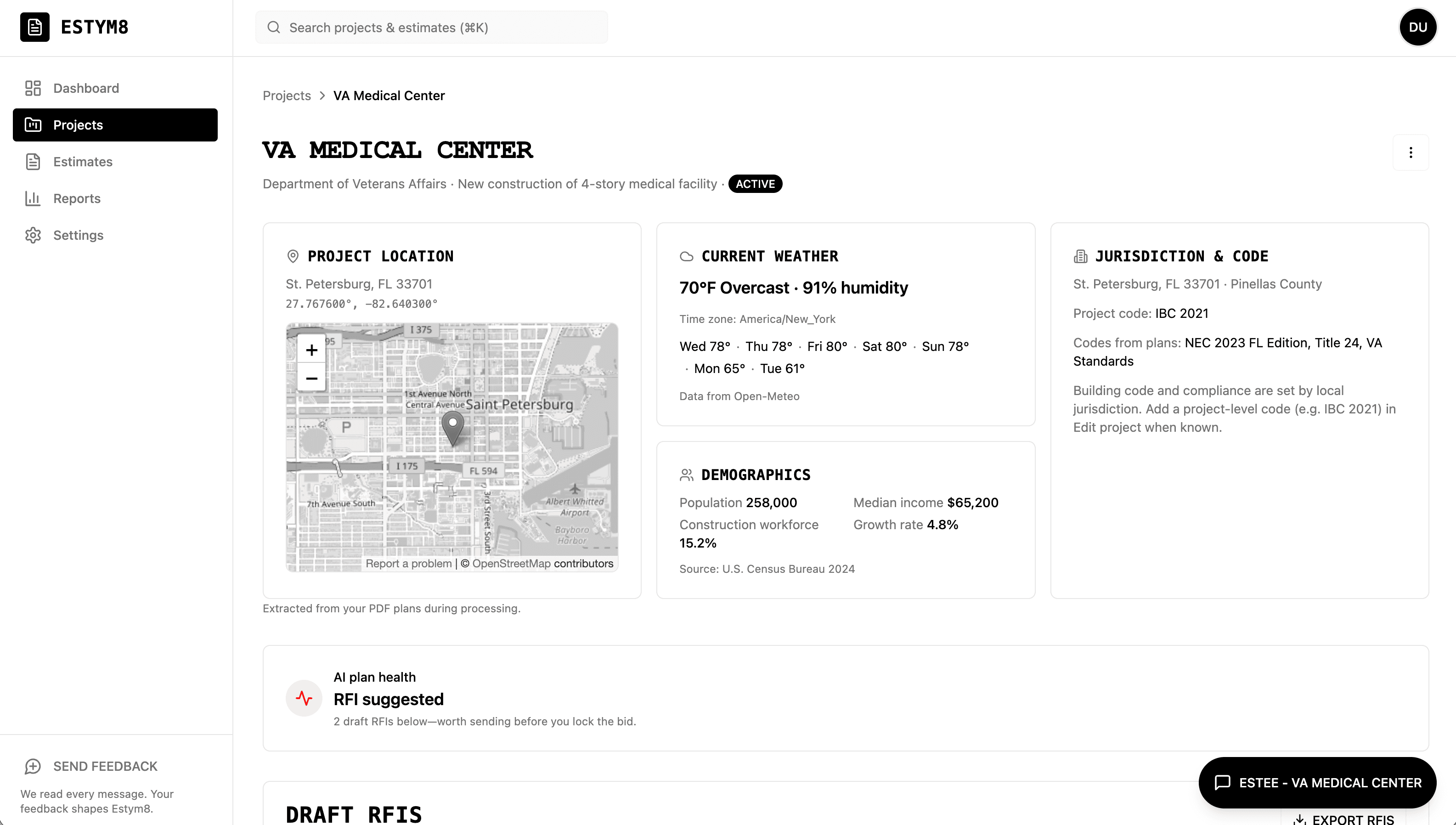 The project detail page.