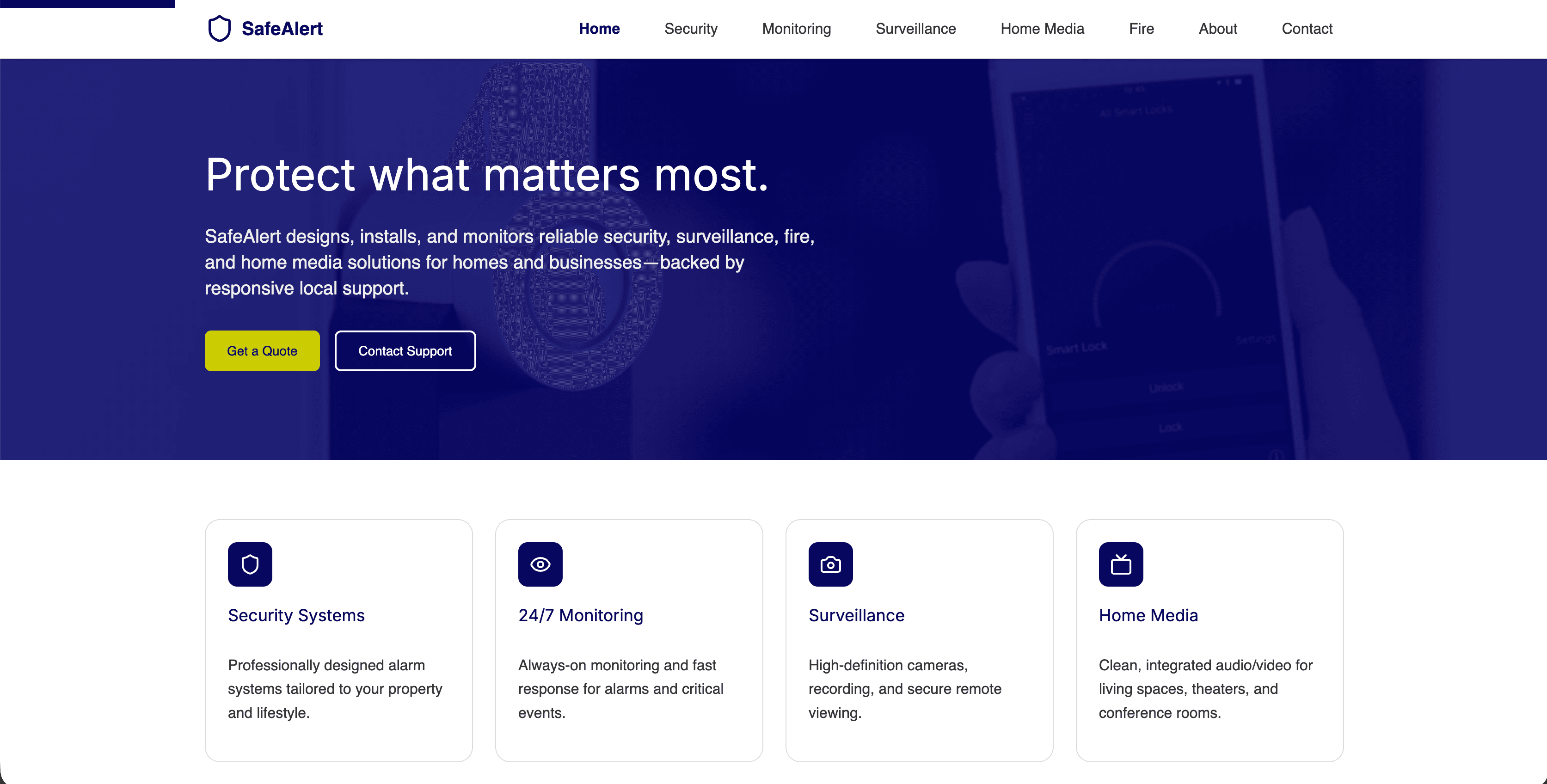 The redesigned SafeAlert home page.